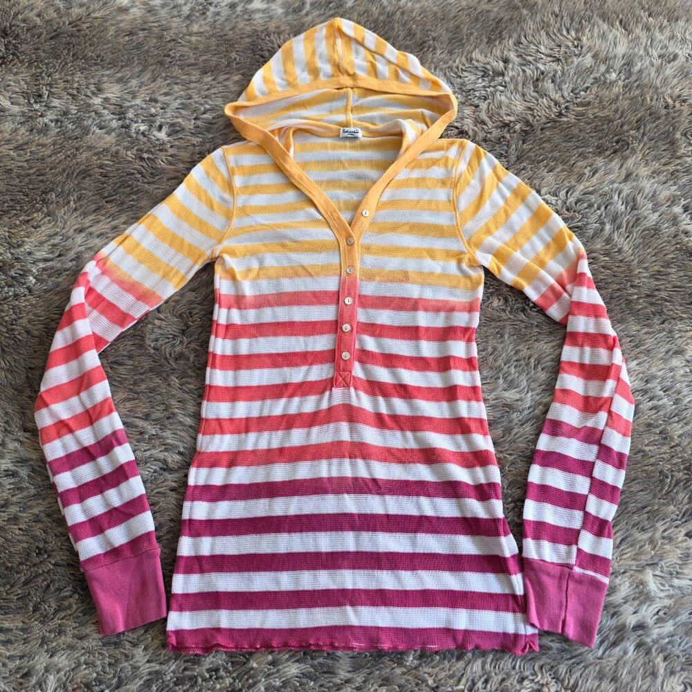 Splendid lightweight thermal henley hoodie top S